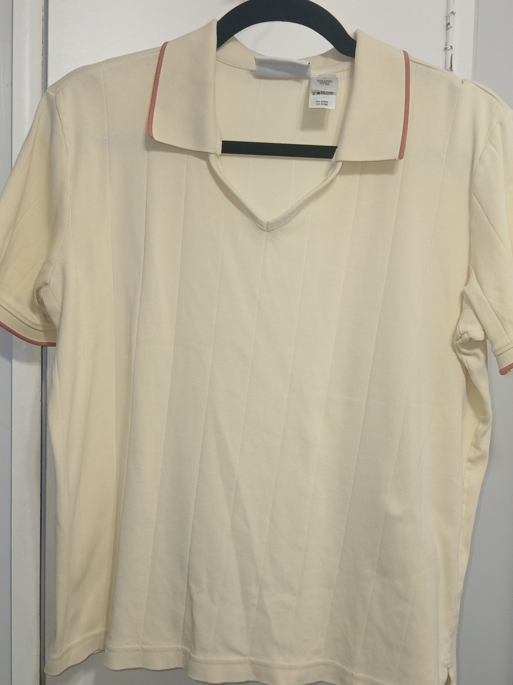 Liz Claiborne Cream Polo with Pink Contrast Trim
